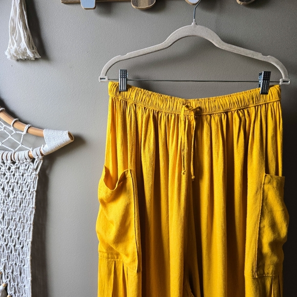 Free People Quinn Linen Blend Pants Mango Juice Nwt - Picture 3 of 6